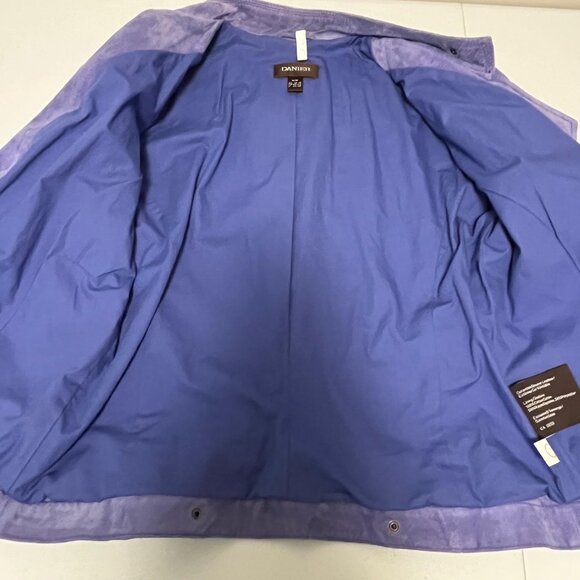 Danier Suede Leather Moto Jacket Womens M Purple Asymmetrical Full Zip - Picture 7 of 16